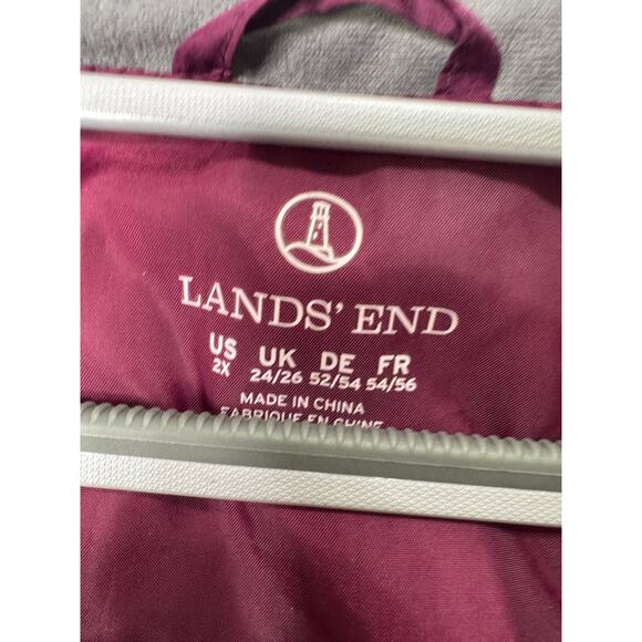 Lands End Down Puffer Vest Women 2X Purple Full Zip Quilted Packable Lightweight - Picture 4 of 4
